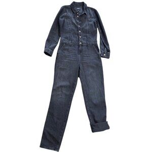 Own. Denim Boiler Suit Jumpsuit Washed Black Utility Button Coverall US 4
